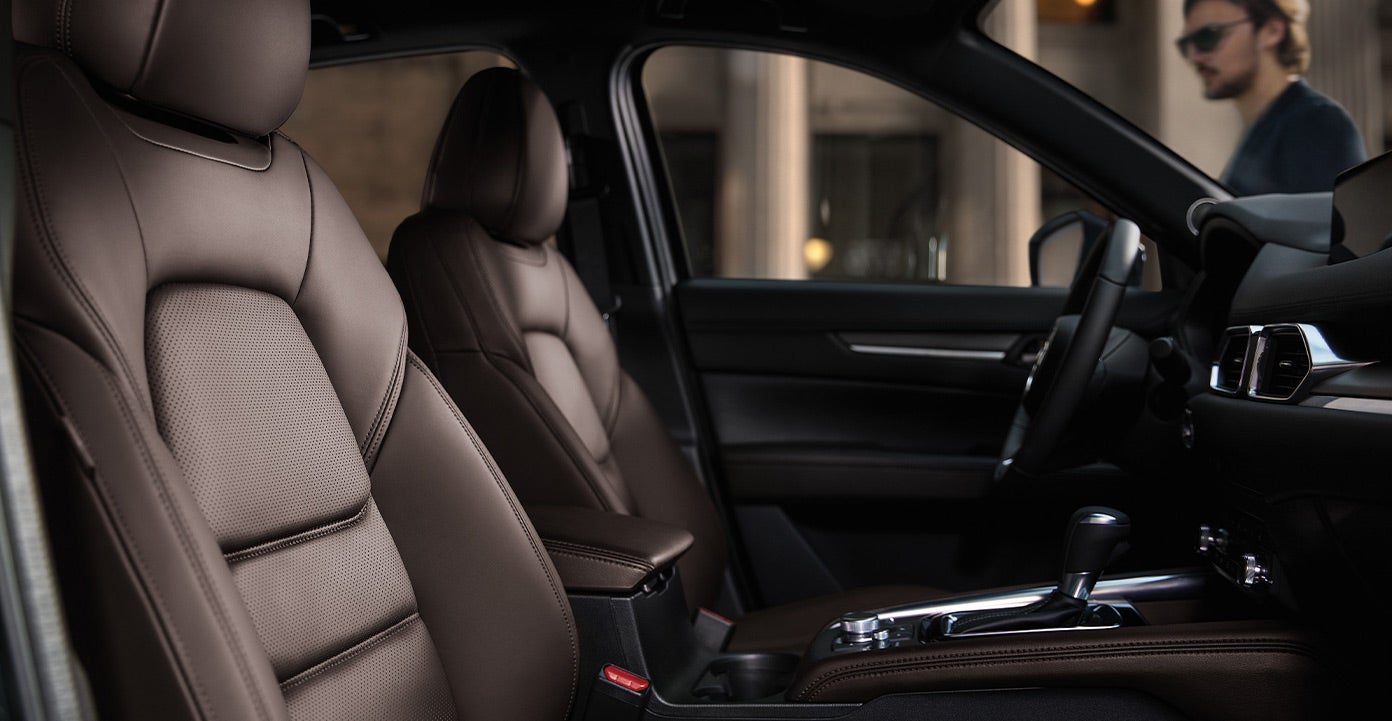 Front Interior of 2020 Mazda CX-5 with leather seats | Browning Mazda of Cerritos in Cerritos, CA